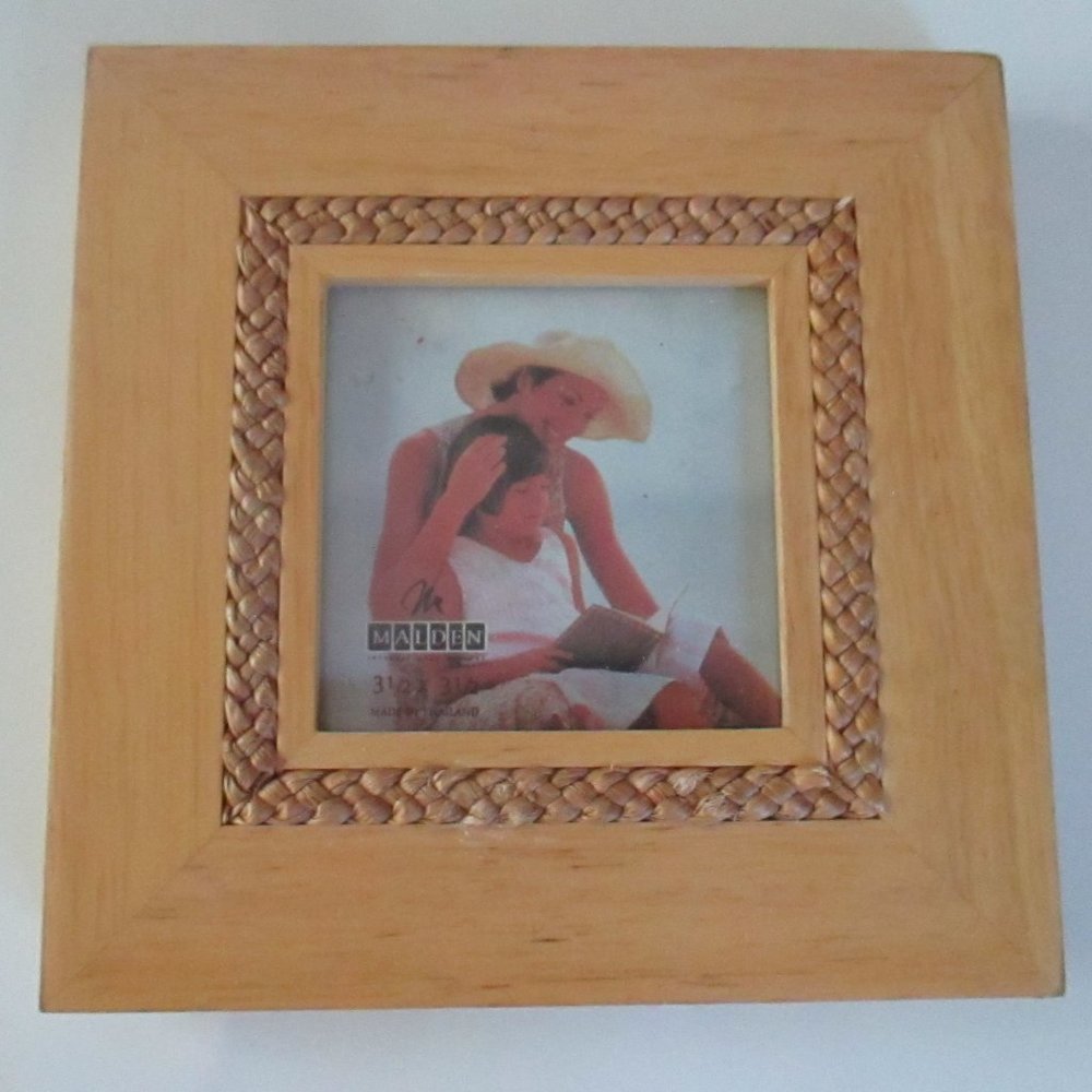 Square Wooden Frame holds 3.5 x 3.5 inch photo